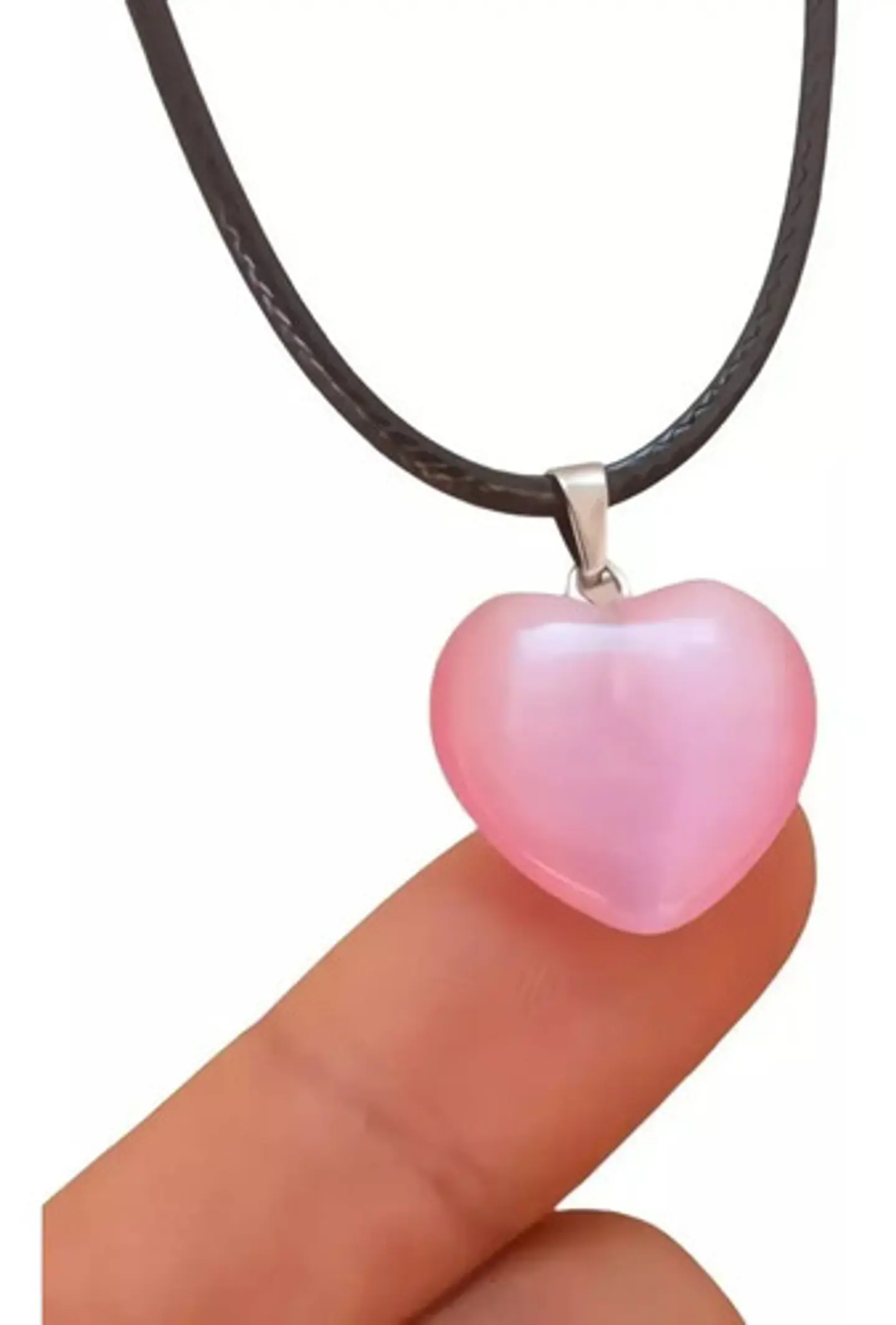Collar Dije Corazón Piedra Natural Rosa Cadena Para Mujer 4