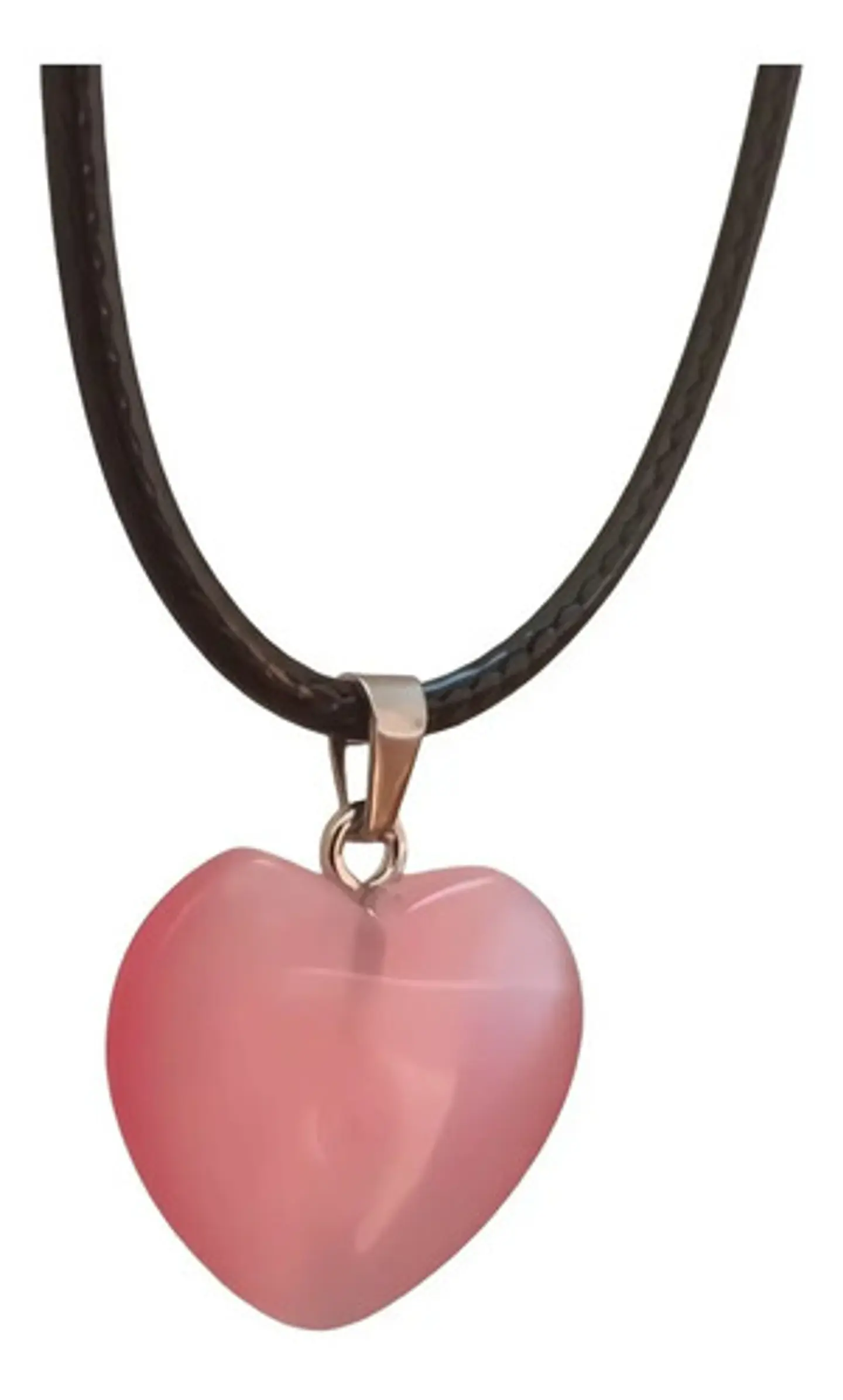 Collar Dije Corazón Piedra Natural Rosa Cadena Para Mujer 5