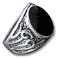 Anillo Hombre Color Plata  Piedra Negra Vintage Bohemio - Miniatura 1