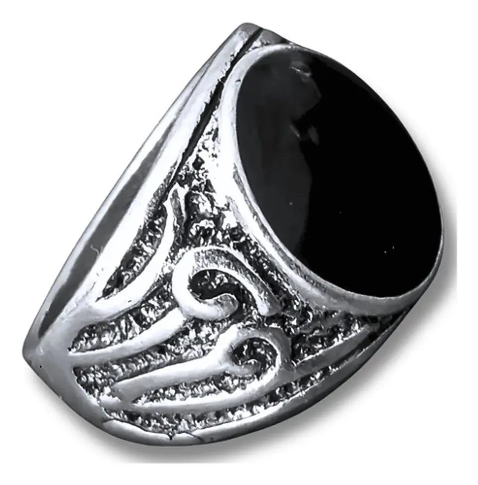 Anillo Hombre Color Plata  Piedra Negra Vintage Bohemio 1