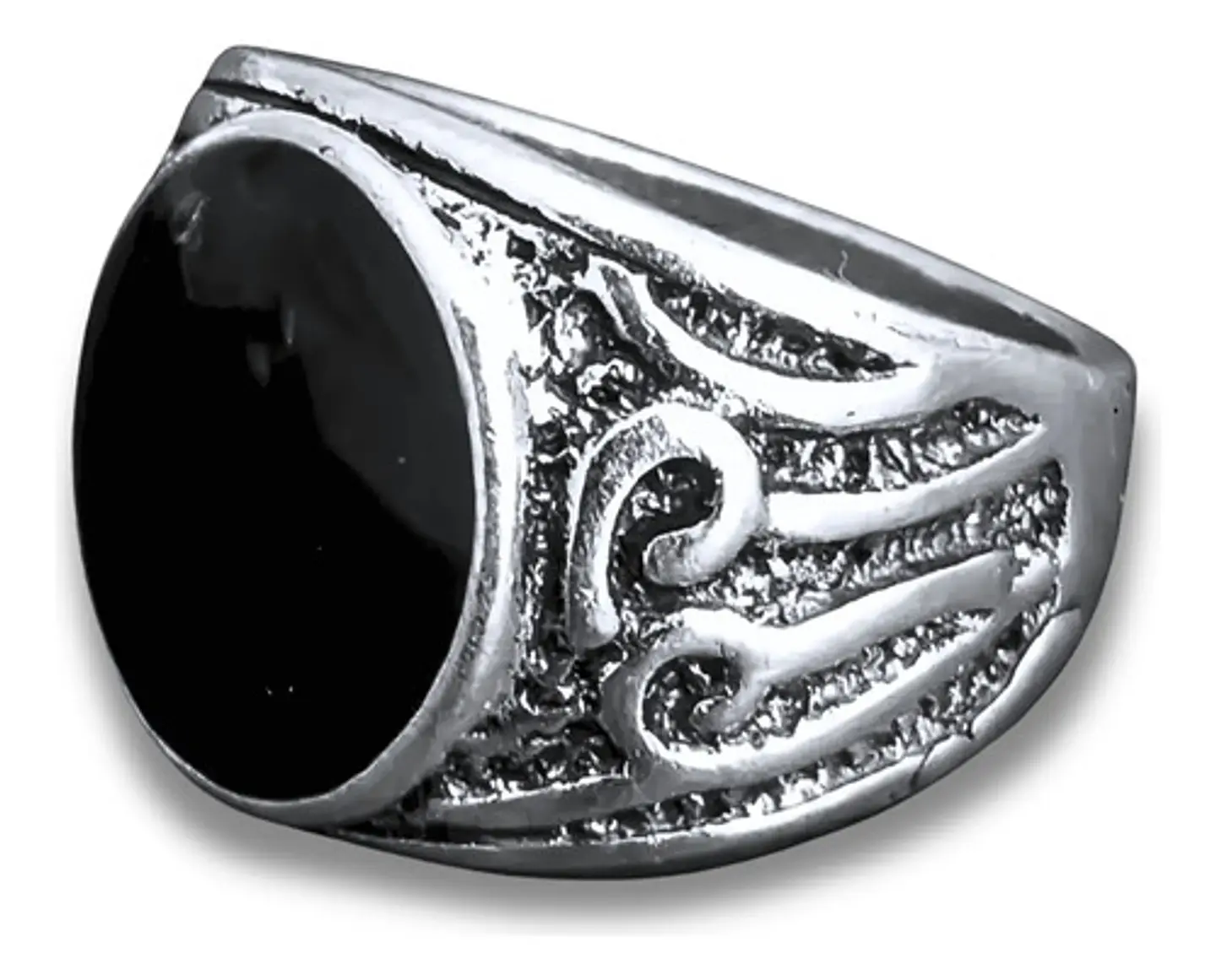 Anillo Hombre Color Plata  Piedra Negra Vintage Bohemio 2