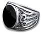 Anillo Hombre Color Plata  Piedra Negra Vintage Bohemio - Miniatura 2