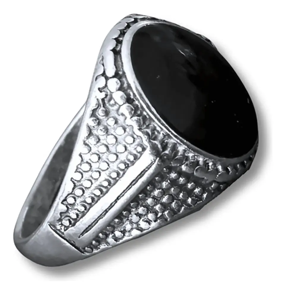 Anillo Hombre Color Plata  Piedra Negra Vintage Bohemio 4