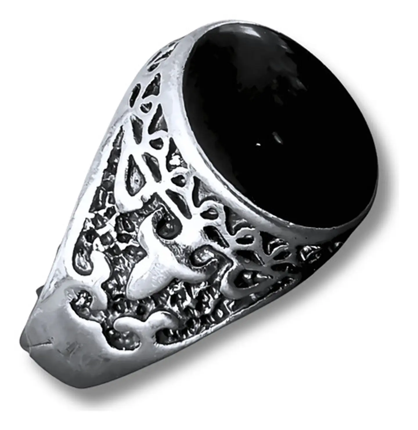 Anillo Hombre Color Plata  Piedra Negra Vintage Bohemio 10