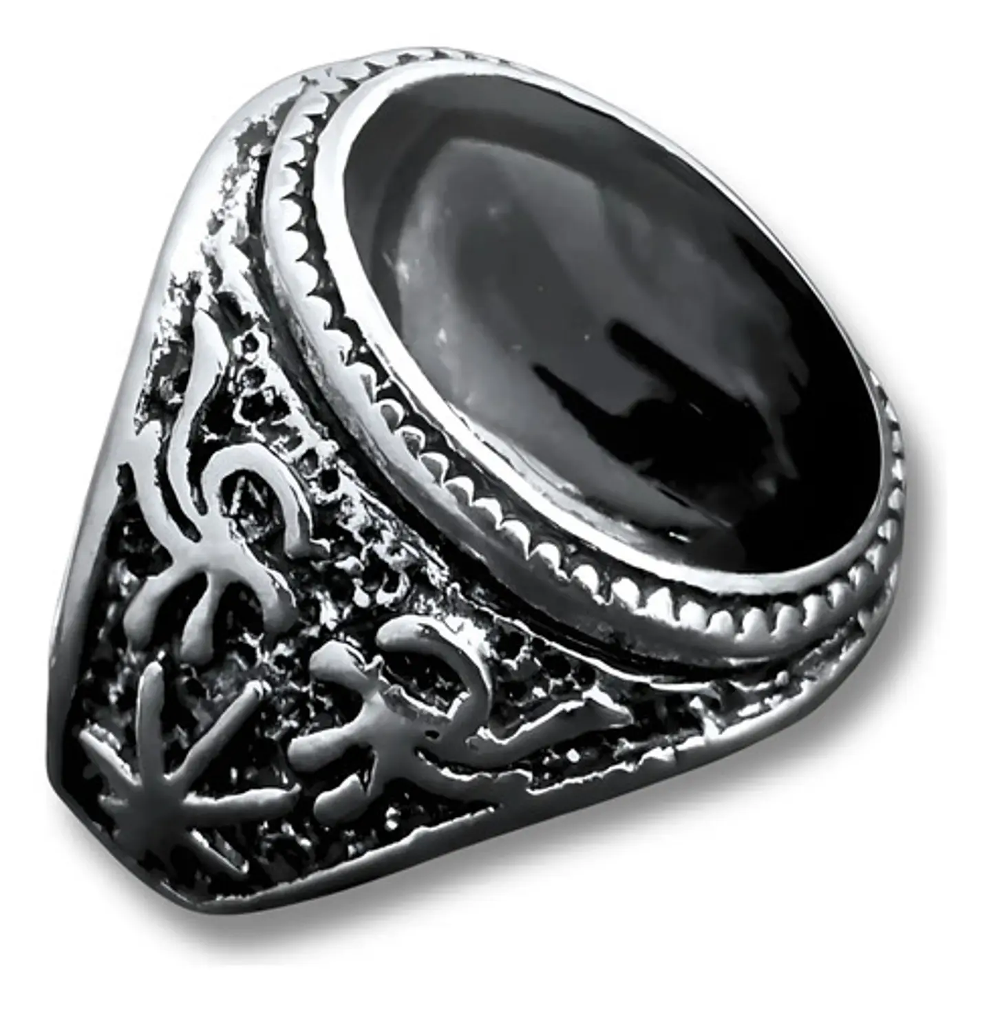Anillo Hombre Color Plata  Piedra Negra Vintage Bohemio 13