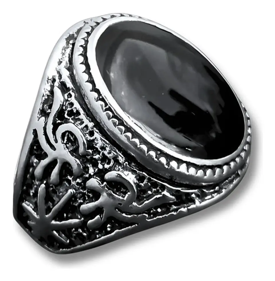 Anillo Hombre Color Plata  Piedra Negra Vintage Bohemio 13