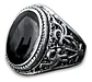 Anillo Hombre Color Plata  Piedra Negra Vintage Bohemio - Miniatura 14