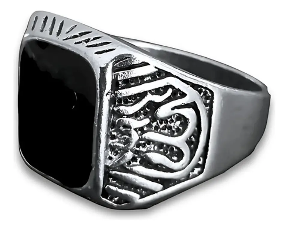 Anillo Hombre Color Plata  Piedra Negra Vintage Bohemio 17