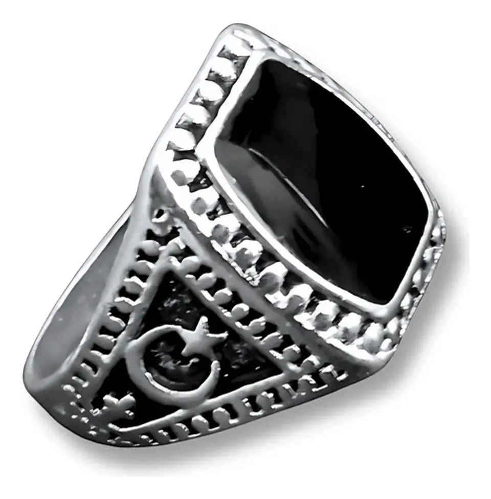 Anillo Hombre Color Plata  Piedra Negra Vintage Bohemio 19