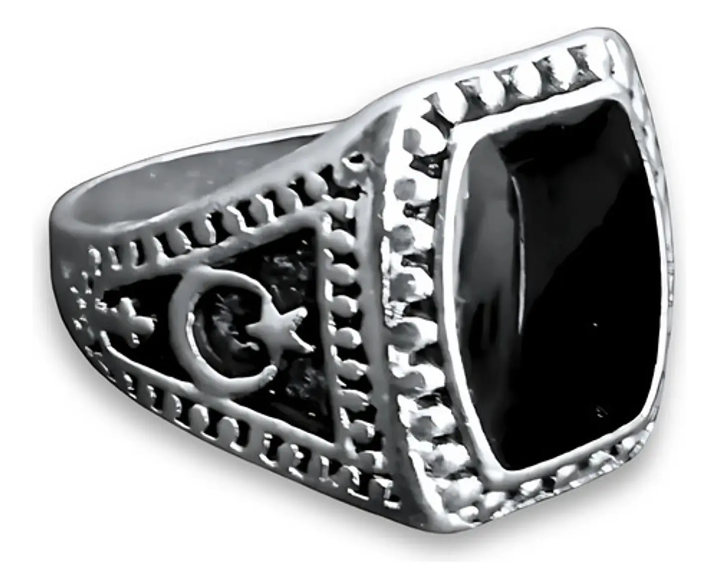 Anillo Hombre Color Plata  Piedra Negra Vintage Bohemio 20