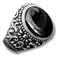 Anillo Hombre Color Plata  Piedra Negra Vintage Bohemio - Miniatura 22