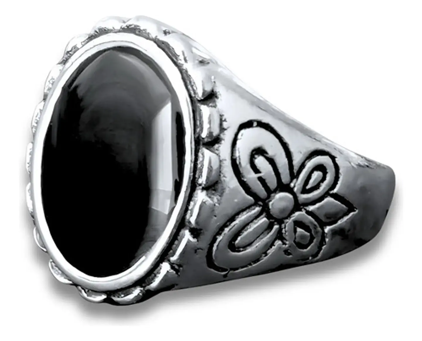 Anillo Hombre Color Plata  Piedra Negra Vintage Bohemio 26