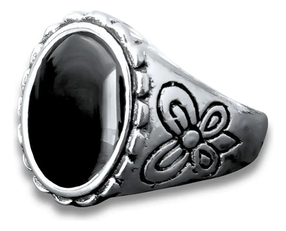 Anillo Hombre Color Plata  Piedra Negra Vintage Bohemio 26