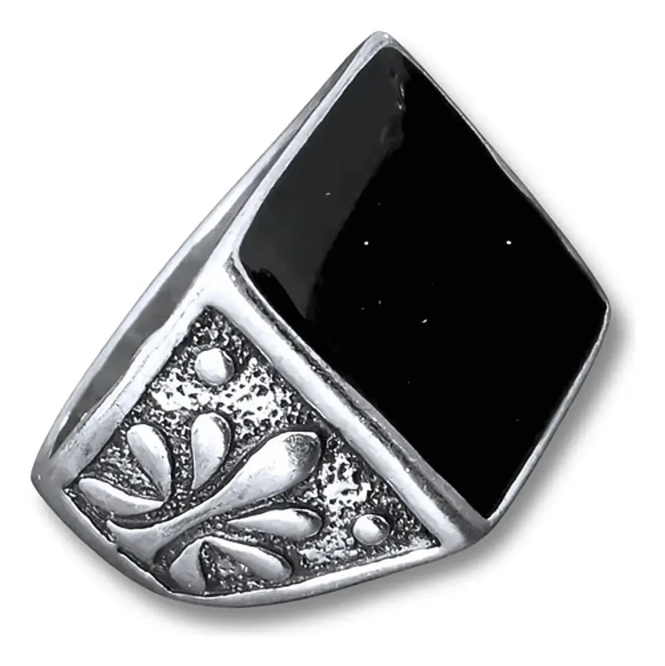 Anillo Hombre Color Plata  Piedra Negra Vintage Bohemio 31