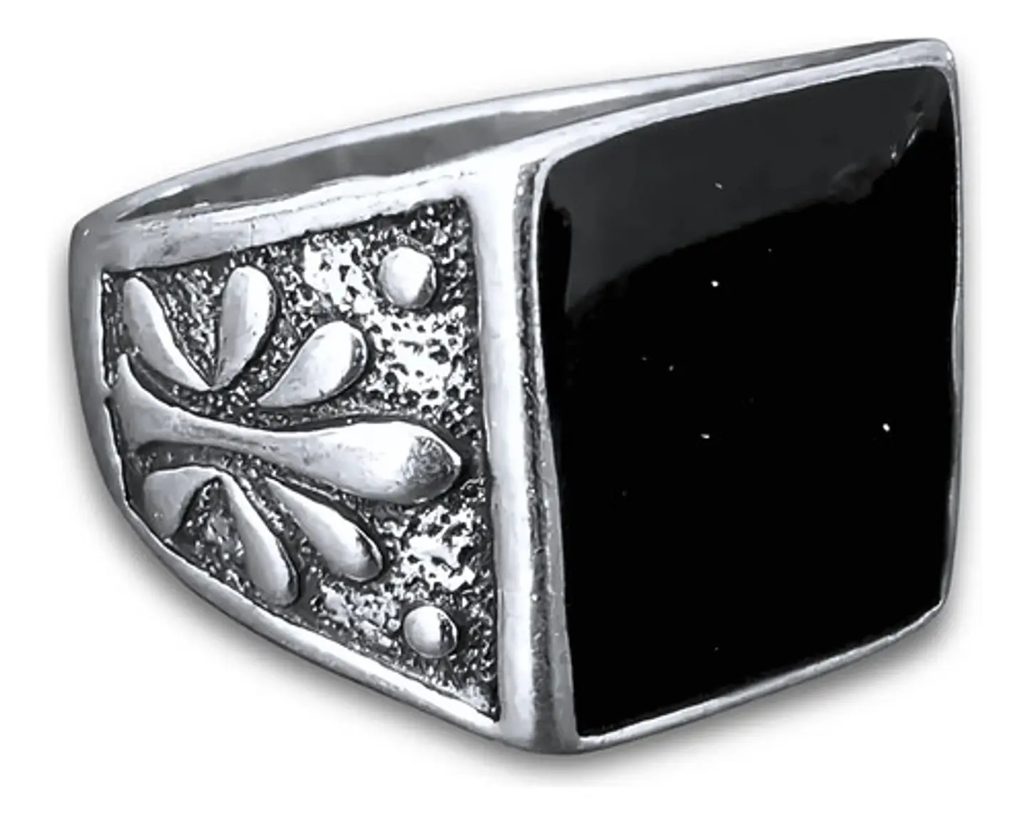 Anillo Hombre Color Plata  Piedra Negra Vintage Bohemio 32