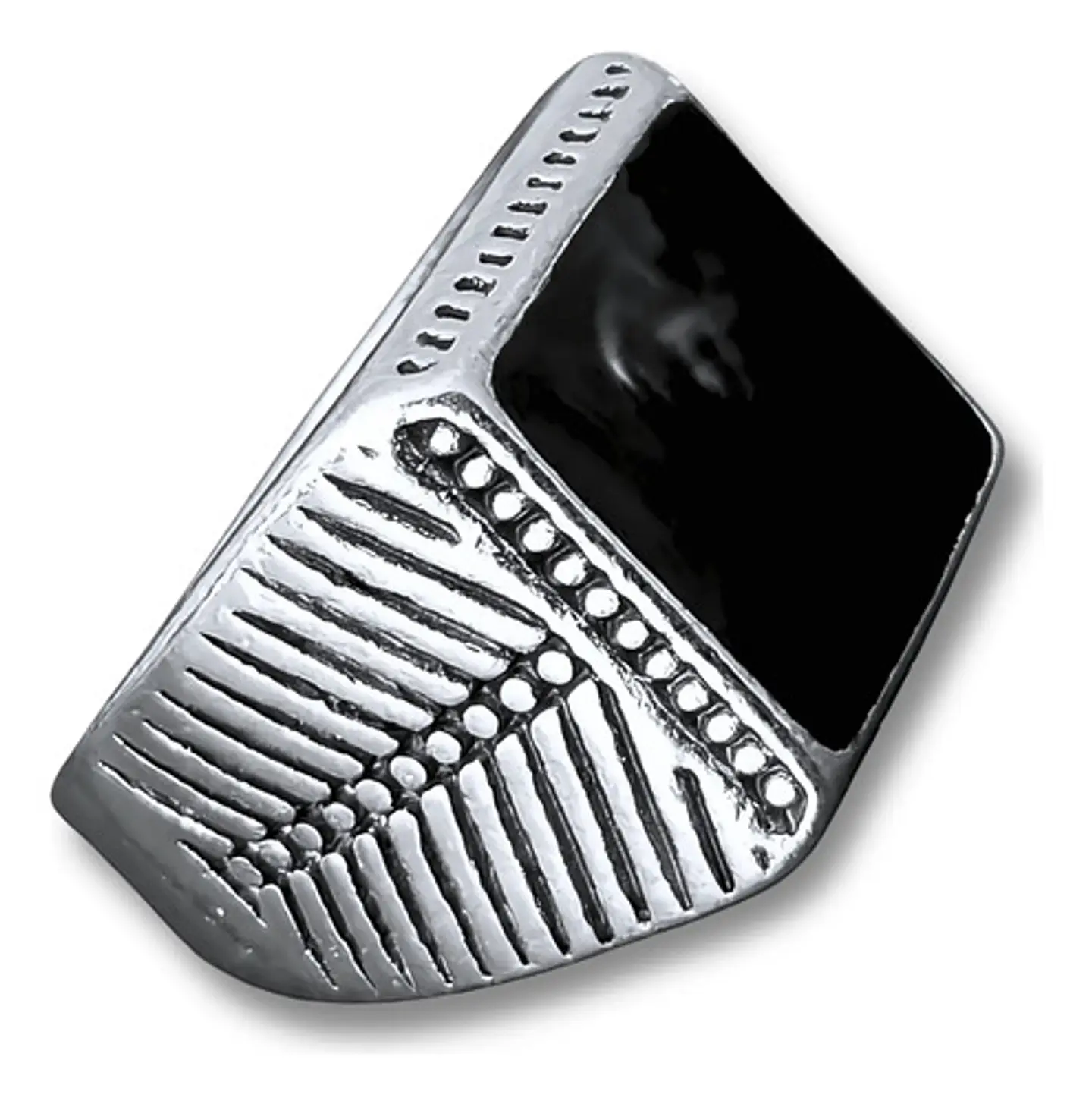 Anillo Hombre Color Plata  Piedra Negra Vintage Bohemio 34