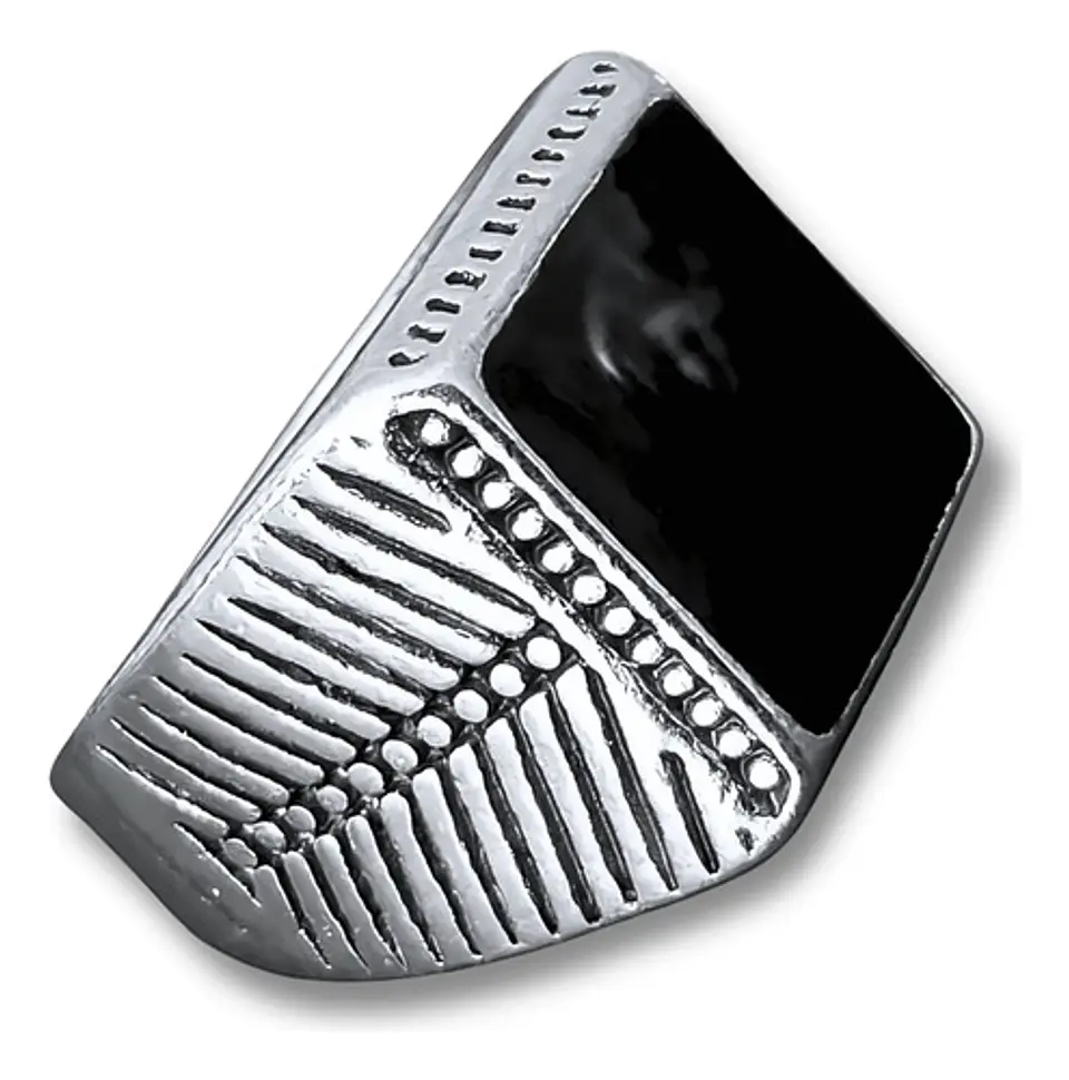 Anillo Hombre Color Plata  Piedra Negra Vintage Bohemio 34