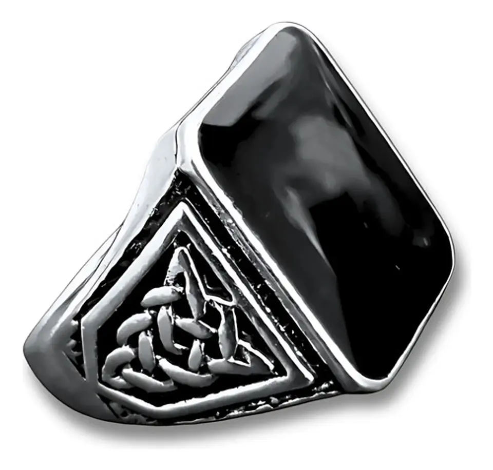 Anillo Hombre Color Plata  Piedra Negra Vintage Bohemio 37