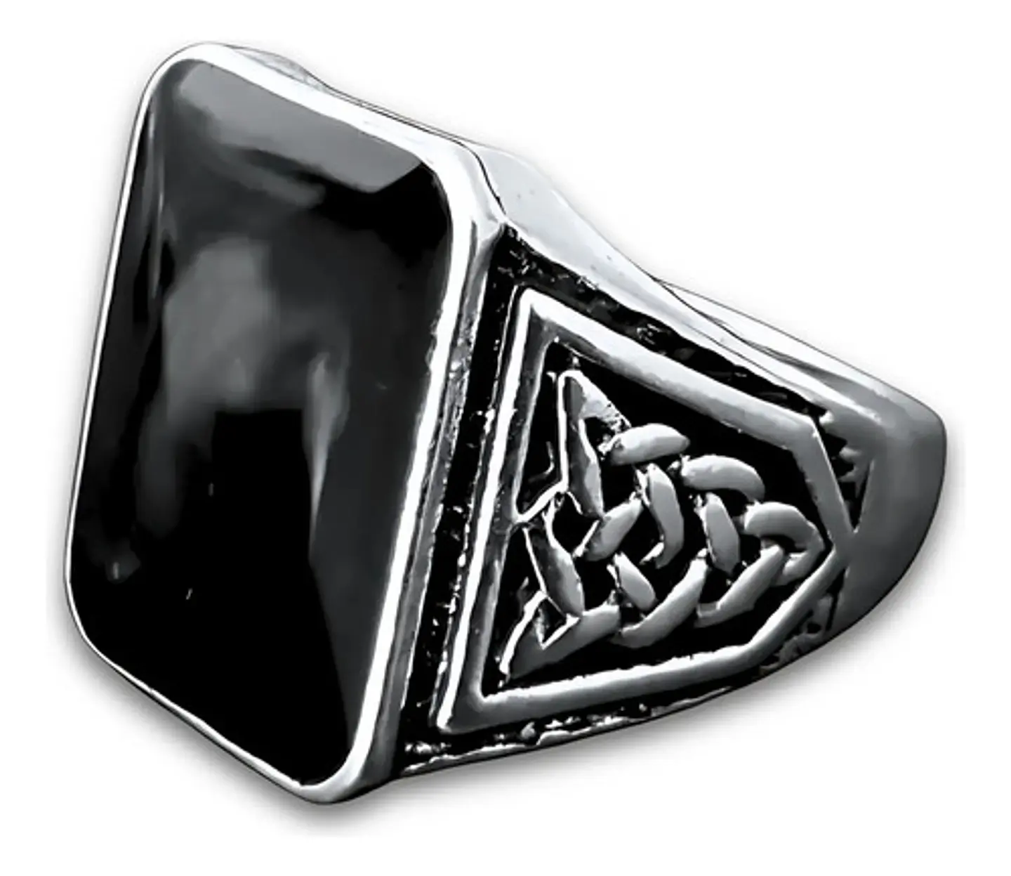 Anillo Hombre Color Plata  Piedra Negra Vintage Bohemio 38