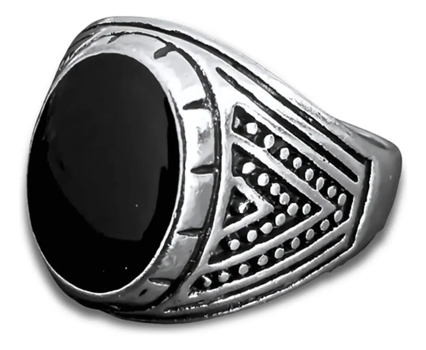 Anillo Hombre Color Plata  Piedra Negra Vintage Bohemio 43