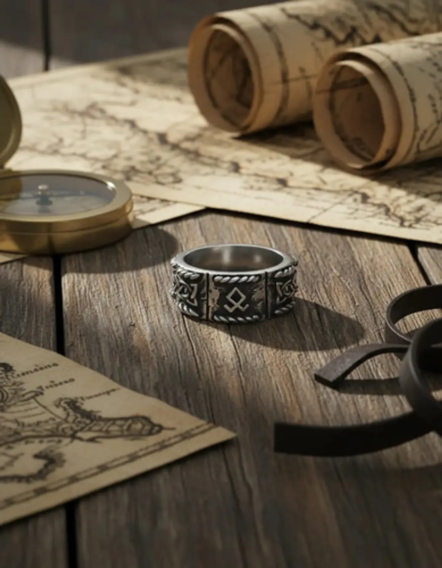 Anillo Vikingo Odin Runa Amuleto Acero Color Plata Hombre 4