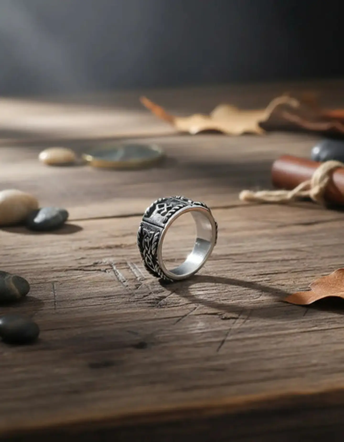 Anillo Vikingo Odin Runa Amuleto Acero Color Plata Hombre 5