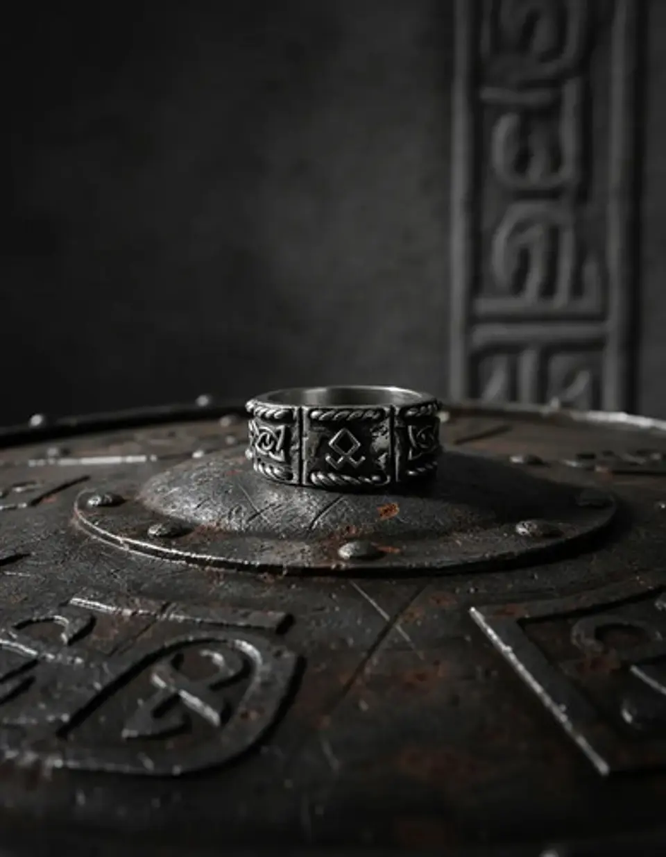 Anillo Vikingo Odin Runa Amuleto Acero Color Plata Hombre 9