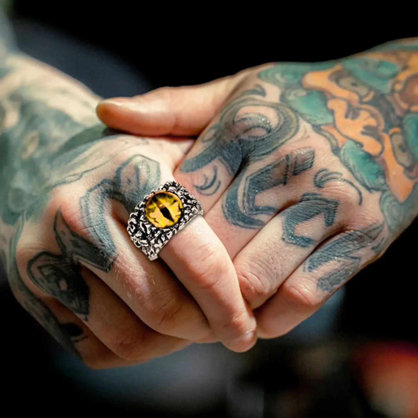 Anillo Para Hombres Y  Mujeres Con Ojo Del Mal Dragon Gótico 12