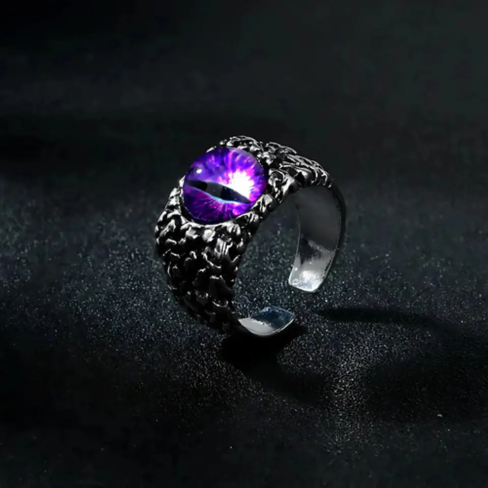 Anillo Para Hombres Y  Mujeres Con Ojo Del Mal Dragon Gótico 28