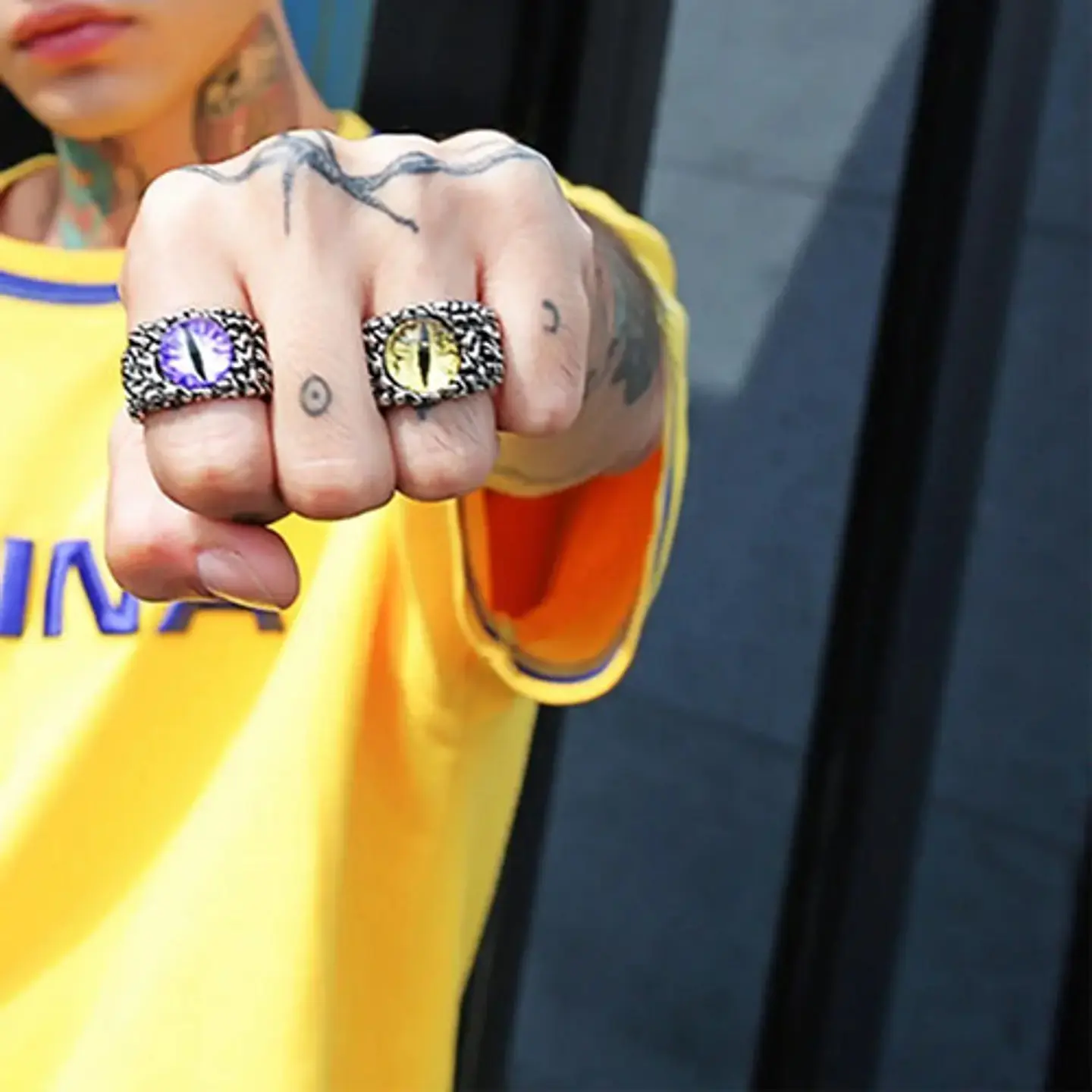 Anillo Para Hombres Y  Mujeres Con Ojo Del Mal Dragon Gótico 31