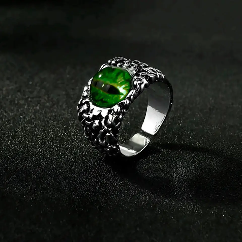 Anillo Para Hombres Y  Mujeres Con Ojo Del Mal Dragon Gótico 37