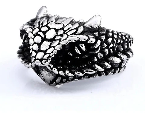Anillo Cabeza De Serpiente De Acero Color Plata Para Hombre