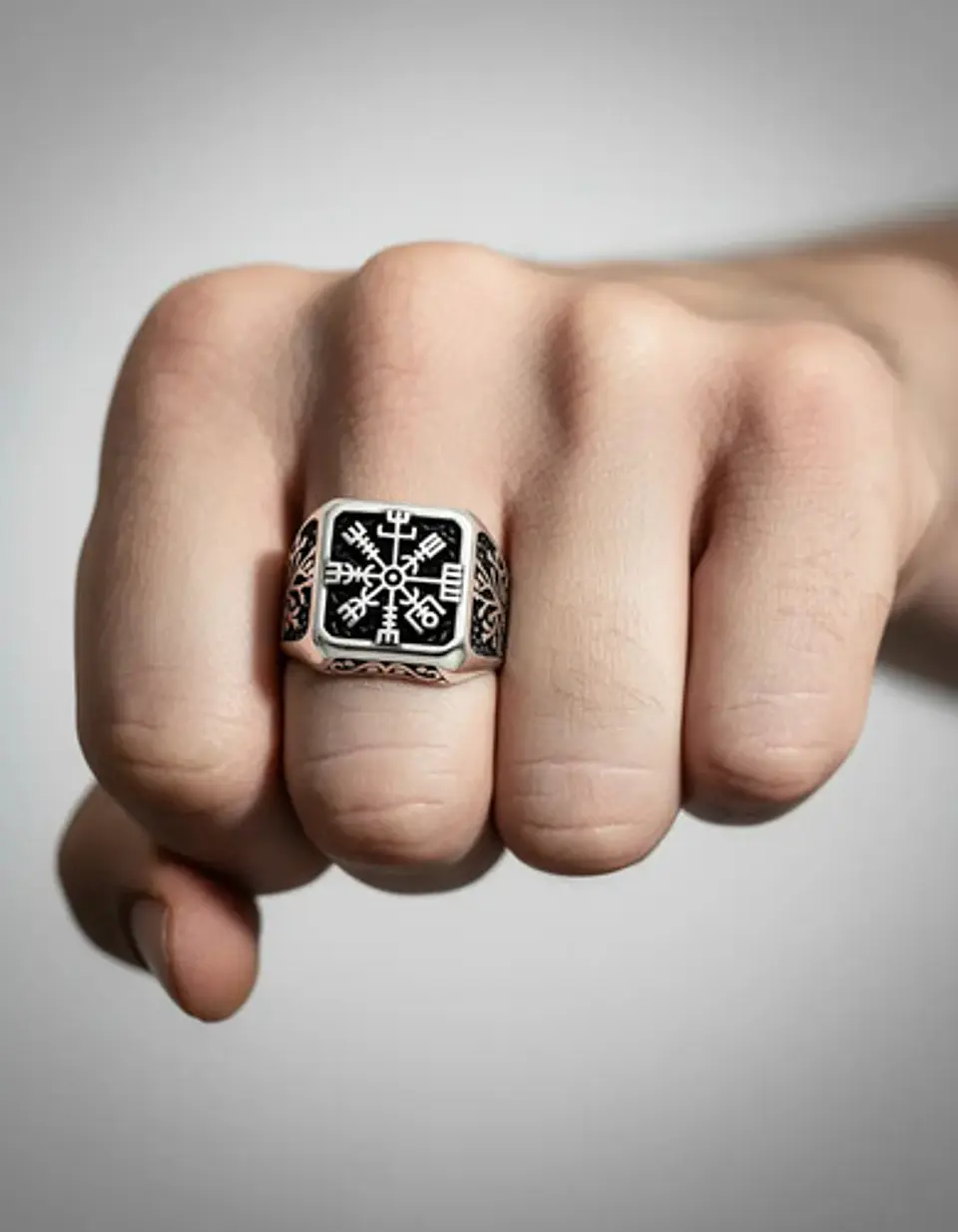 Anillo Acero Vikingo Color Plata Árbol De La Vida Hombre 2