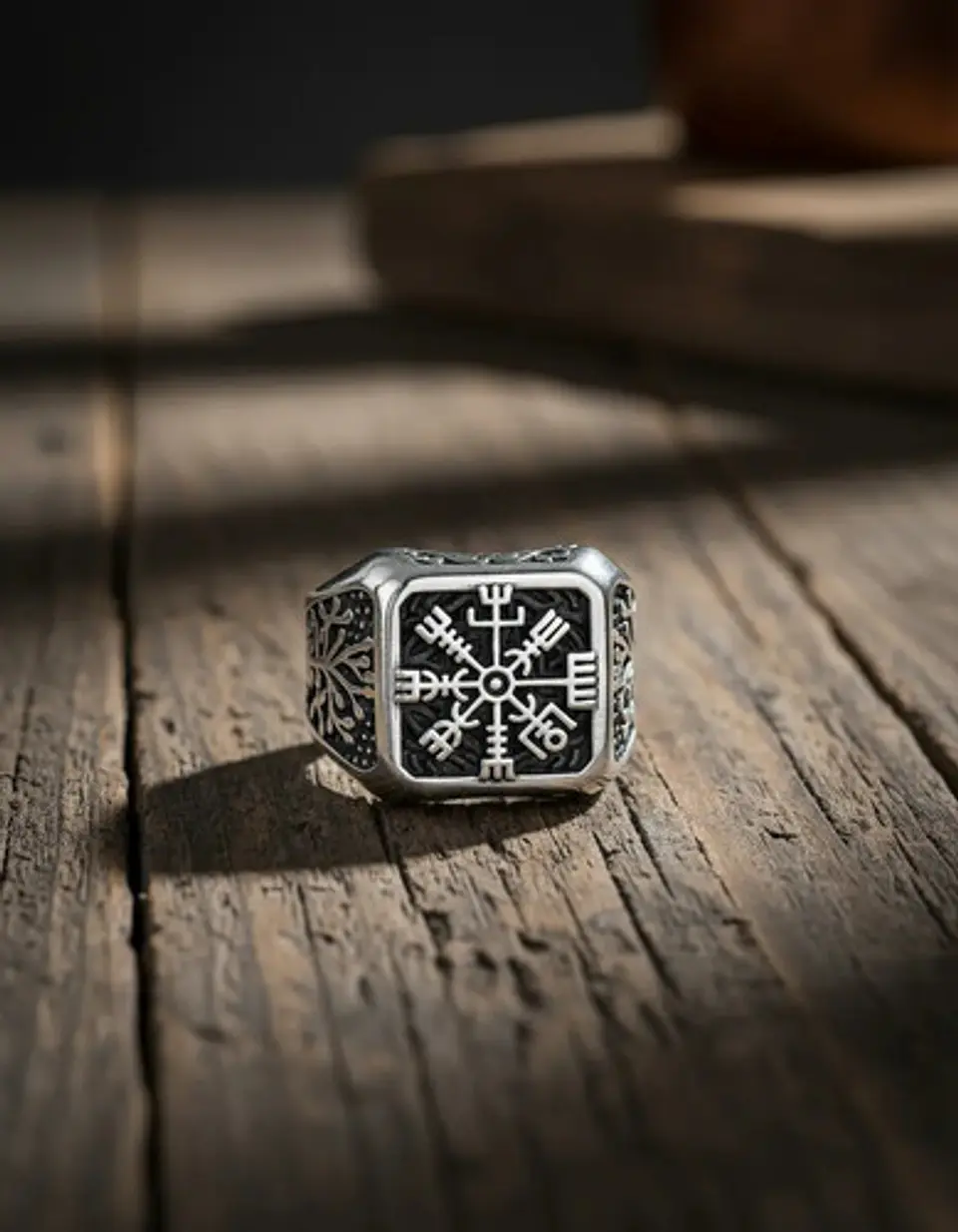 Anillo Acero Vikingo Color Plata Árbol De La Vida Hombre 5