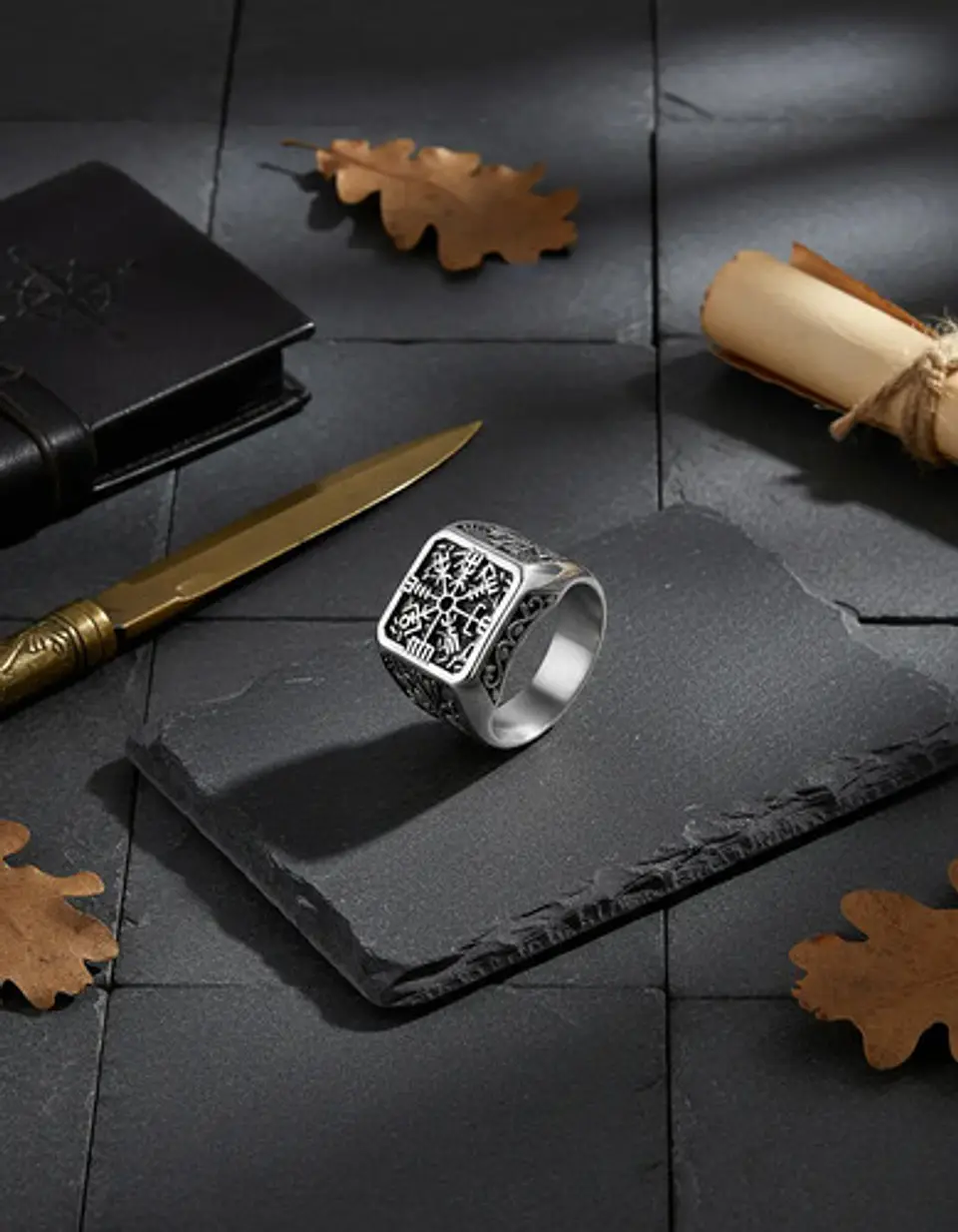 Anillo Acero Vikingo Color Plata Árbol De La Vida Hombre 7