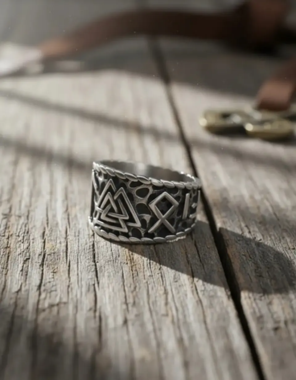 Anillo Runa Vikingo Nórdico Amuleto Acero Color Plata Hombre 4