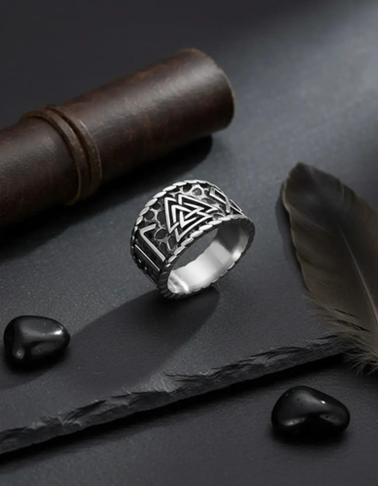 Anillo Runa Vikingo Nórdico Amuleto Acero Color Plata Hombre 6