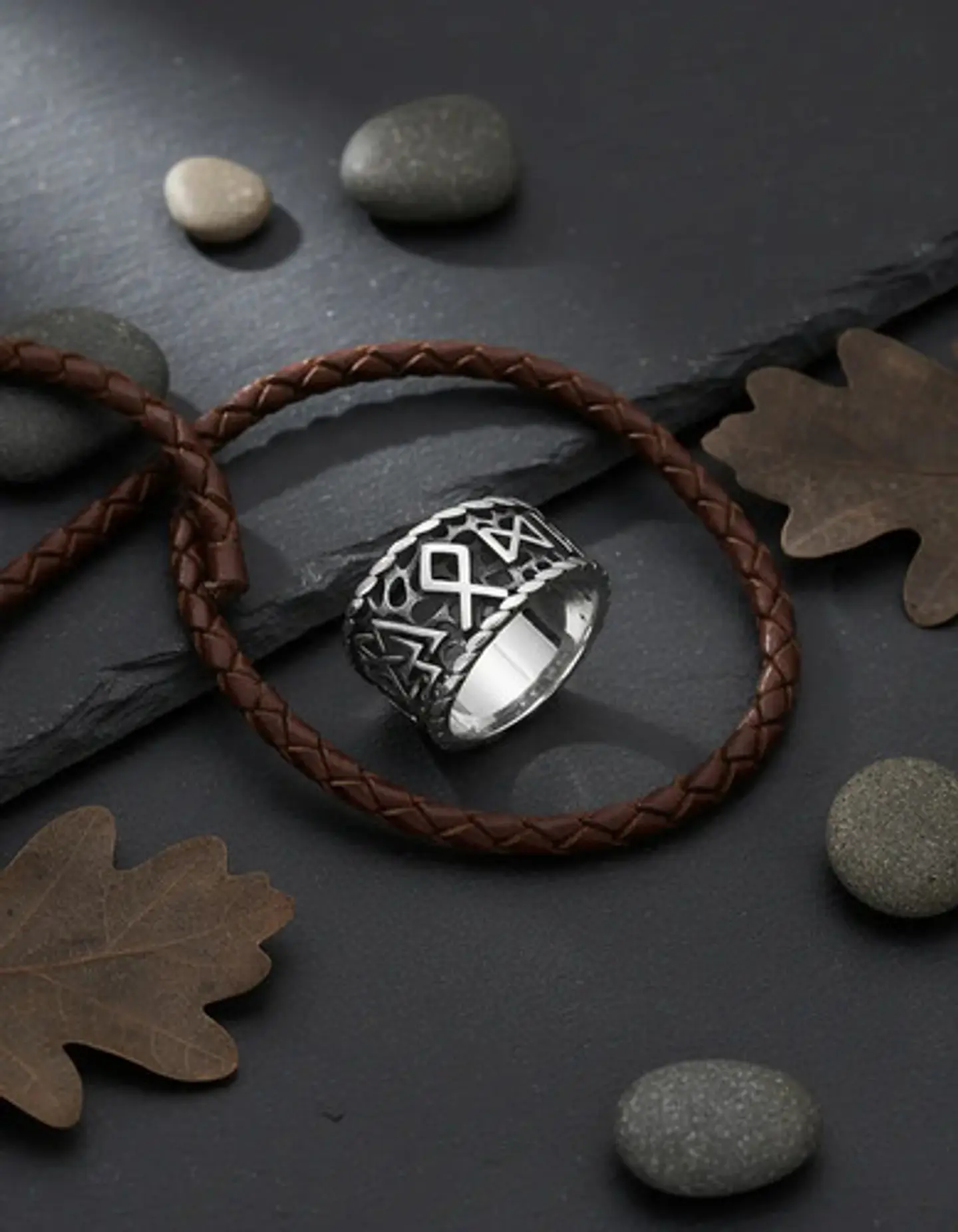 Anillo Runa Vikingo Nórdico Amuleto Acero Color Plata Hombre 8