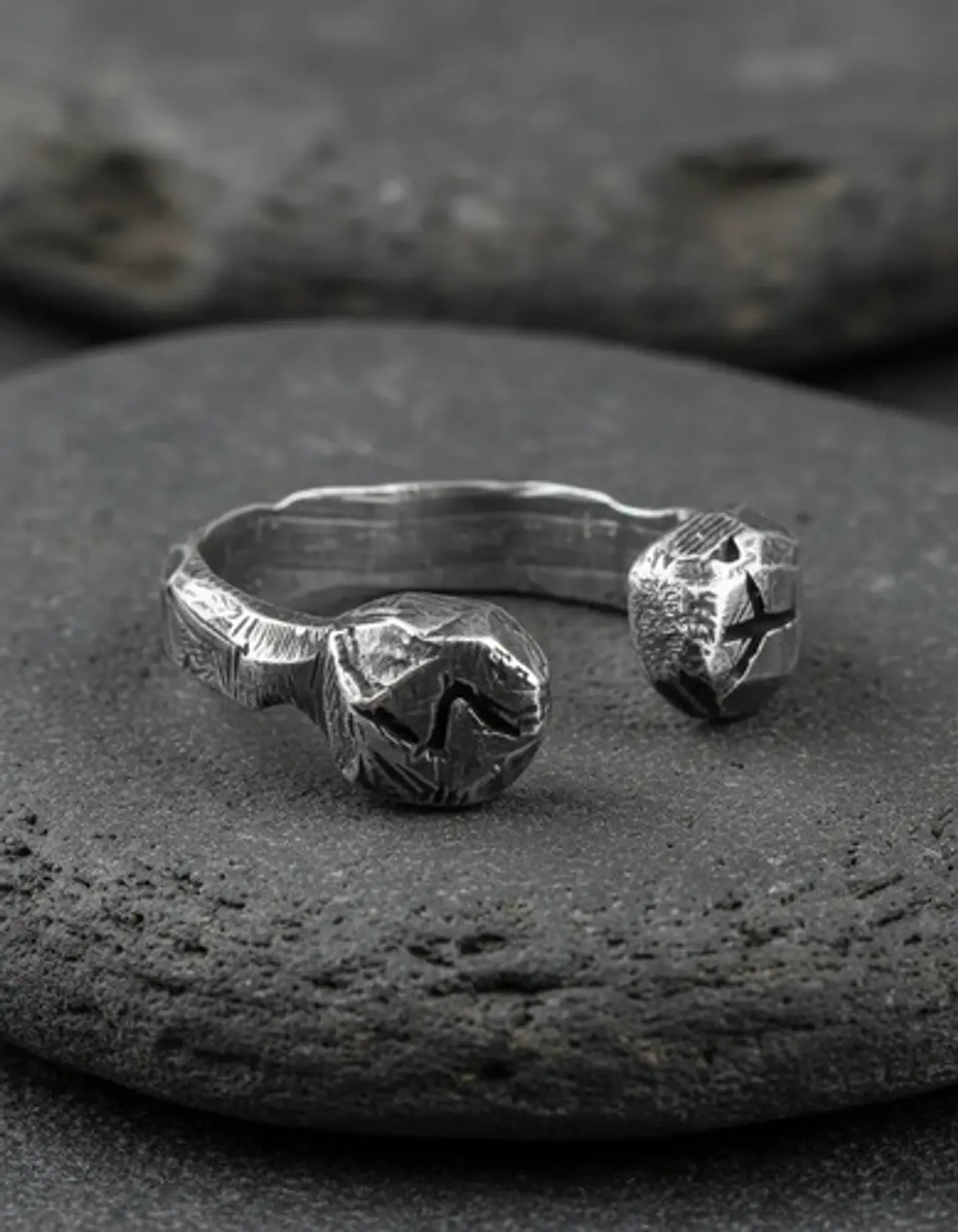 Anillo Acero Rustico Runas Vikingo Odin Color Plata Hombre 7