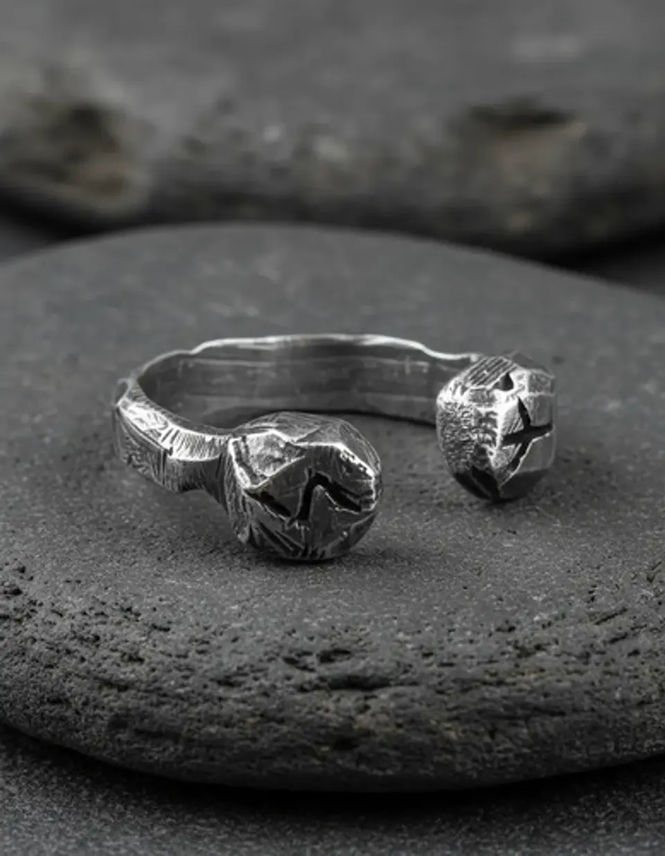 Anillo Acero Rustico Runas Vikingo Odin Color Plata Hombre 7