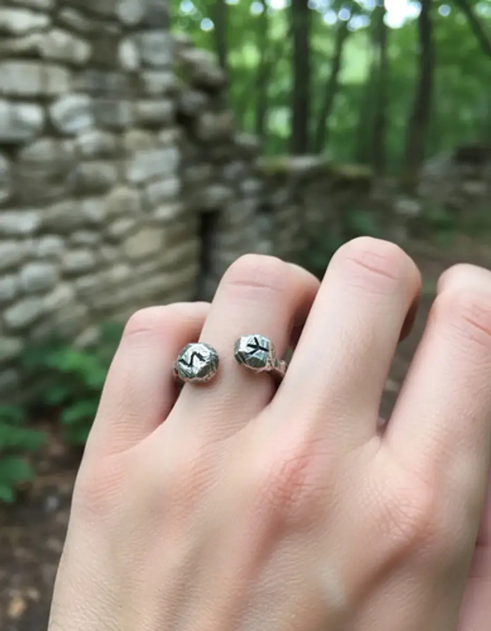 Anillo Acero Rustico Runas Vikingo Odin Color Plata Hombre 11
