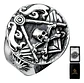 Anillo Masón Cráneo Calavera Acero Color Plata Para Hombre - Miniatura 1