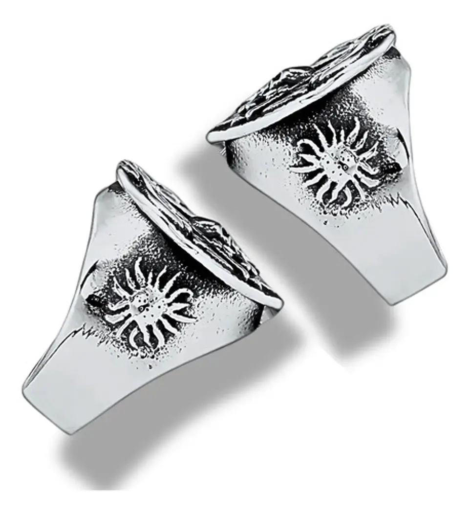 Anillo Masón Cráneo Calavera Acero Color Plata Para Hombre 3