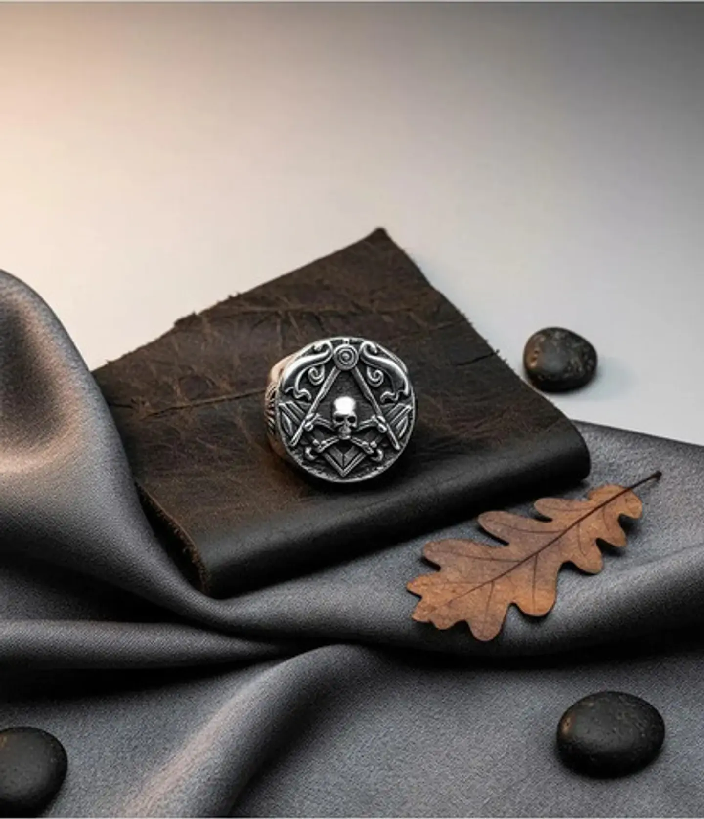 Anillo Masón Cráneo Calavera Acero Color Plata Para Hombre 6