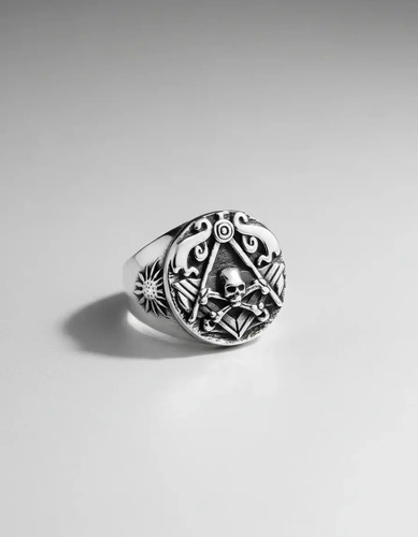 Anillo Masón Cráneo Calavera Acero Color Plata Para Hombre 7