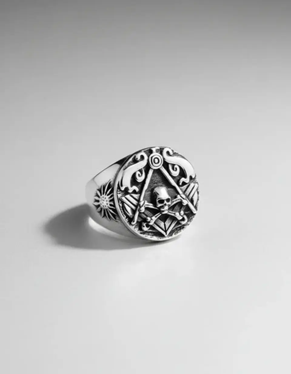Anillo Masón Cráneo Calavera Acero Color Plata Para Hombre 7