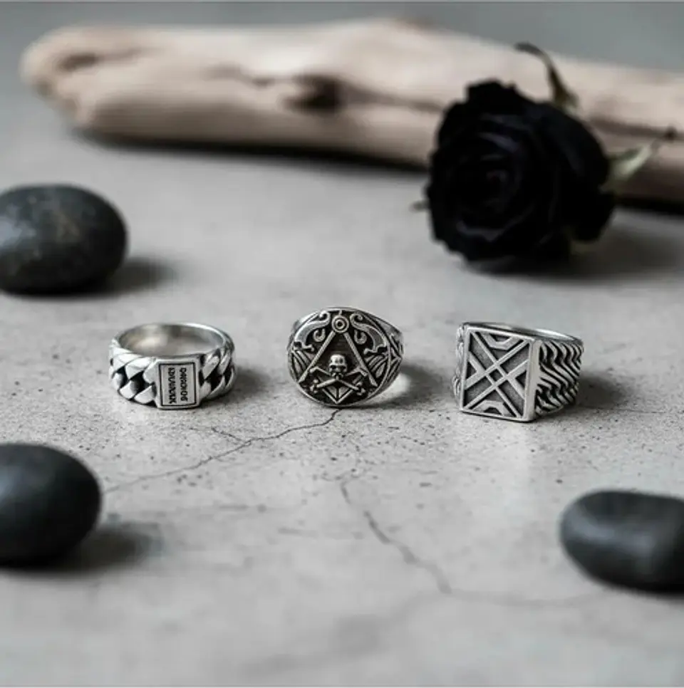 Anillo Masón Cráneo Calavera Acero Color Plata Para Hombre 8