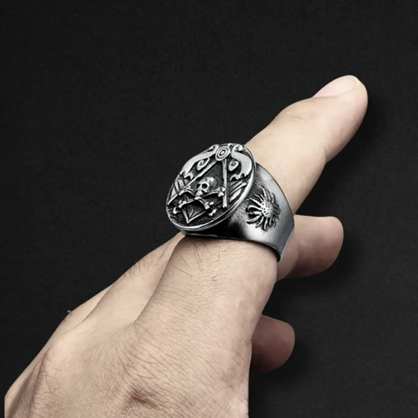 Anillo Masón Cráneo Calavera Acero Color Plata Para Hombre 9