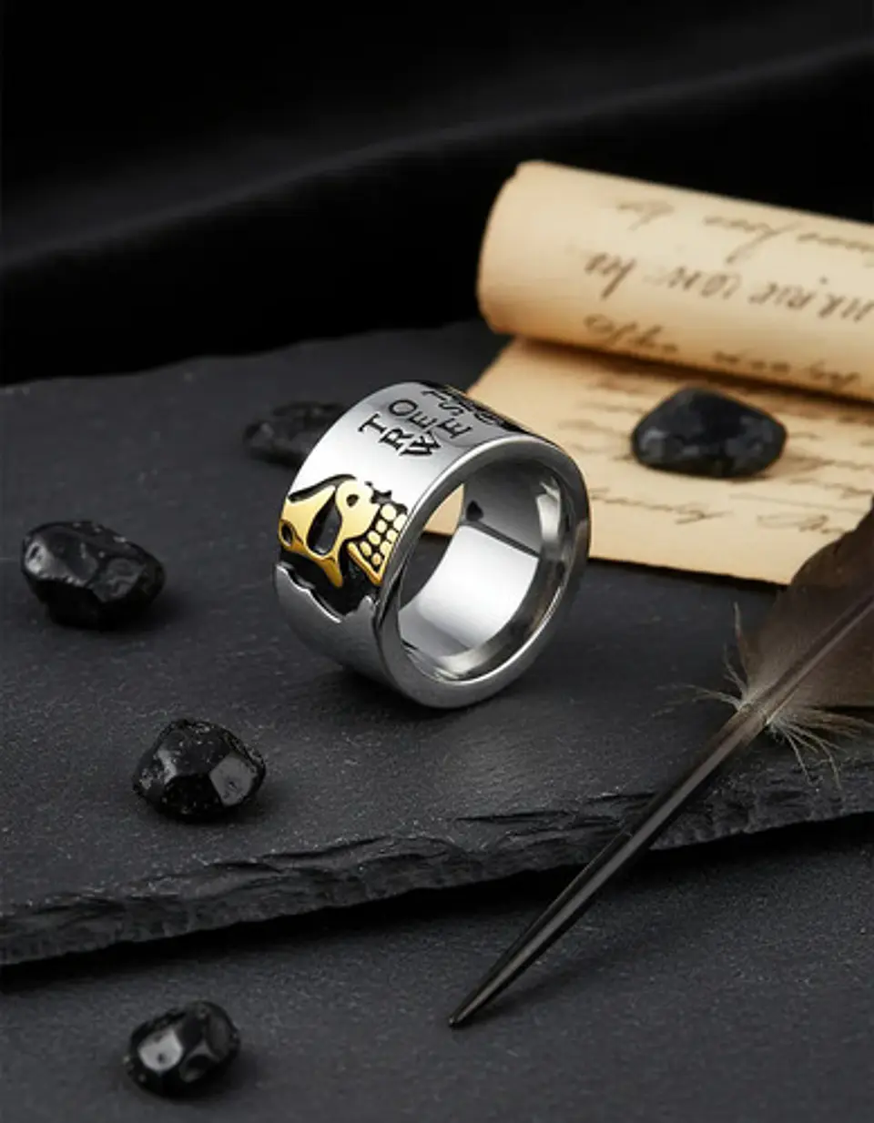 Anillo Biker Calavera Cráneo Gótico Acero Color Plata Hombre 10