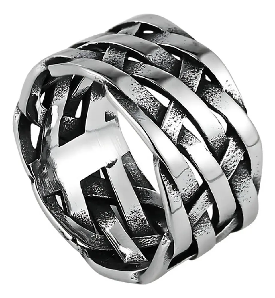 Anillo Argolla De Acero Geométrico Color Plata Hombre Mujer 1